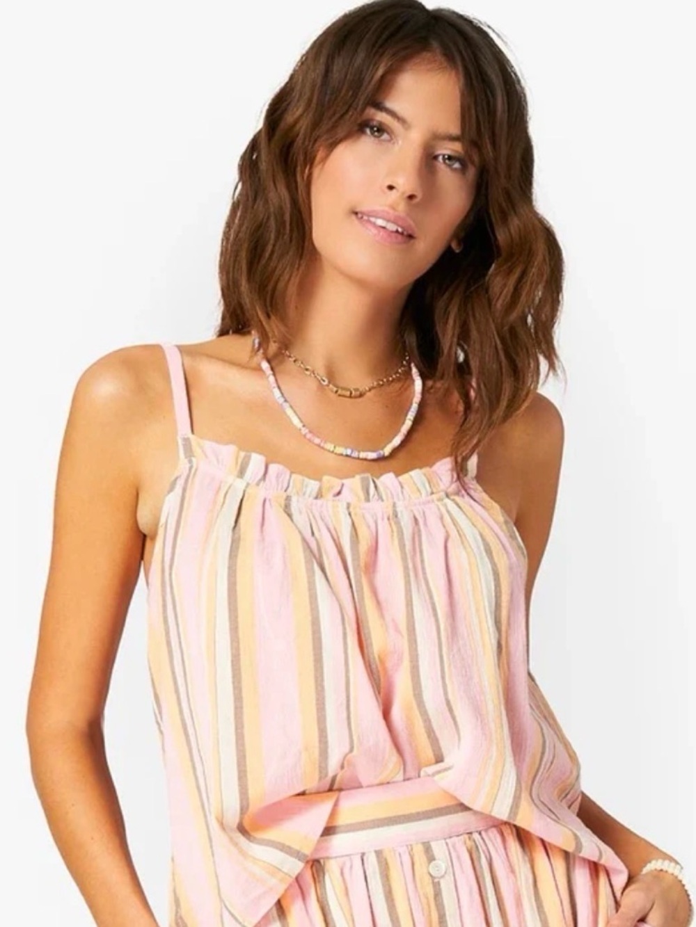 Xirena Carah Cotton Gauze Top in Pink Sunset Villa Stripe Size M New with Tags